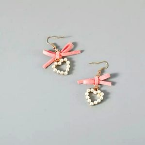 New Faux Pearl Heart Shaped Earrings
